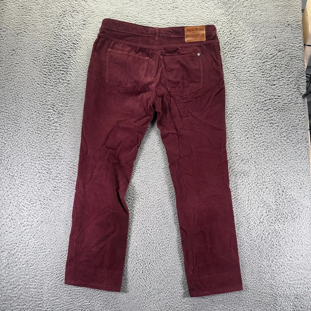 Jack Wills Pant Womens 36x30 Red Cotton Corduroy Chino Straight Preppy Business